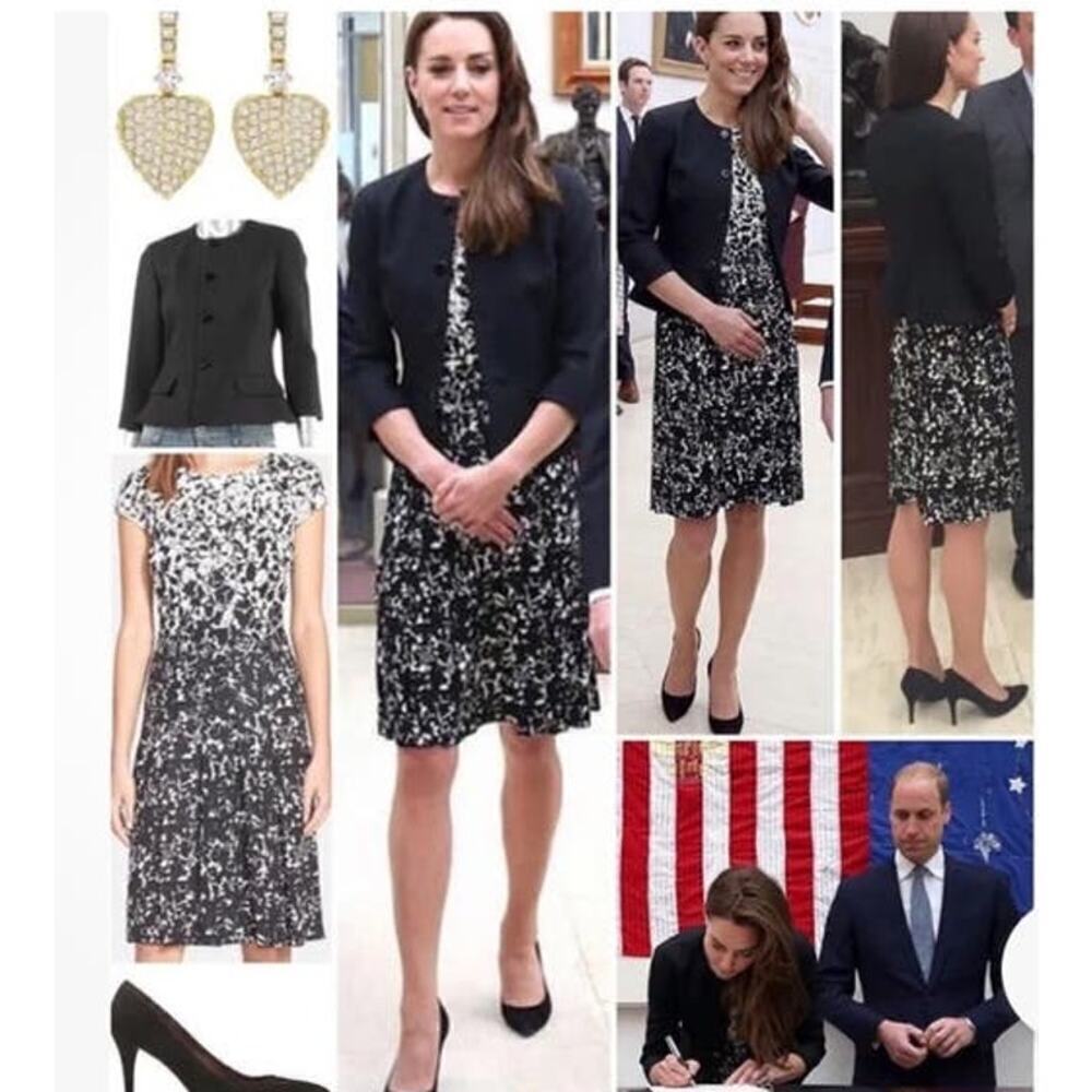 Tory Burch Sophia Black and White Floral Print Mid-length Dress Size Small - Picture 9 of 9